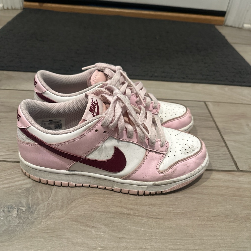 Nike Pink and White Low-Top Sneakers